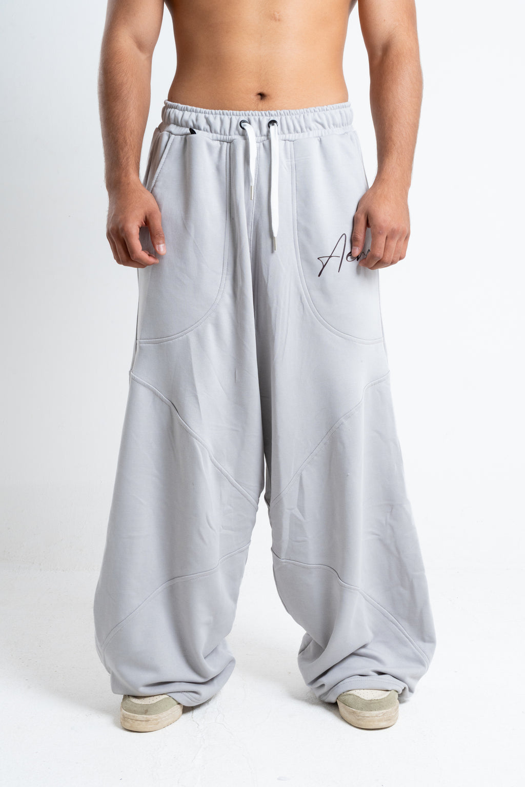 Gray wide leg sweatpants