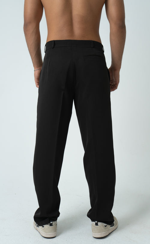 black pleated pants