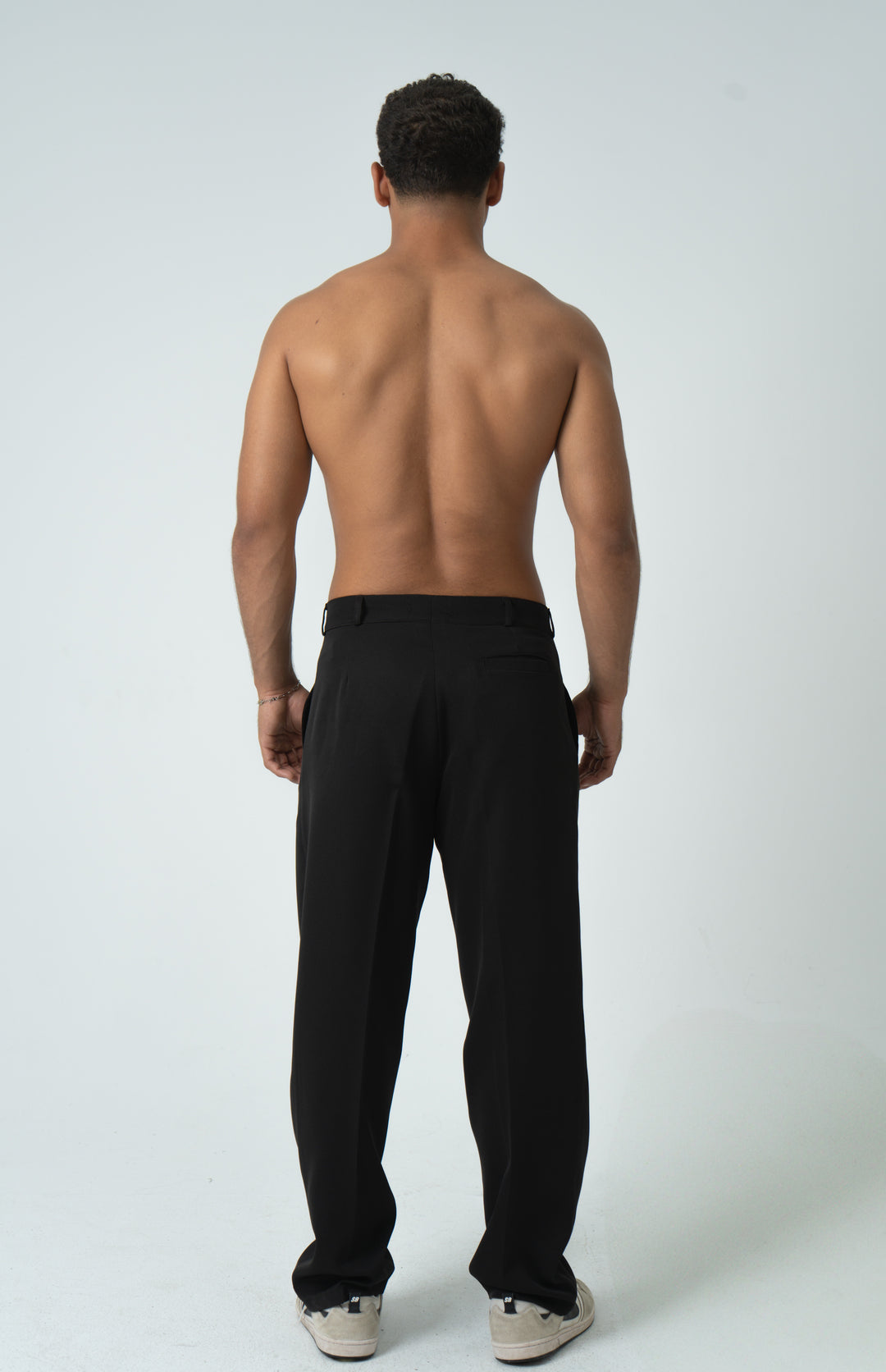 black pleated pants