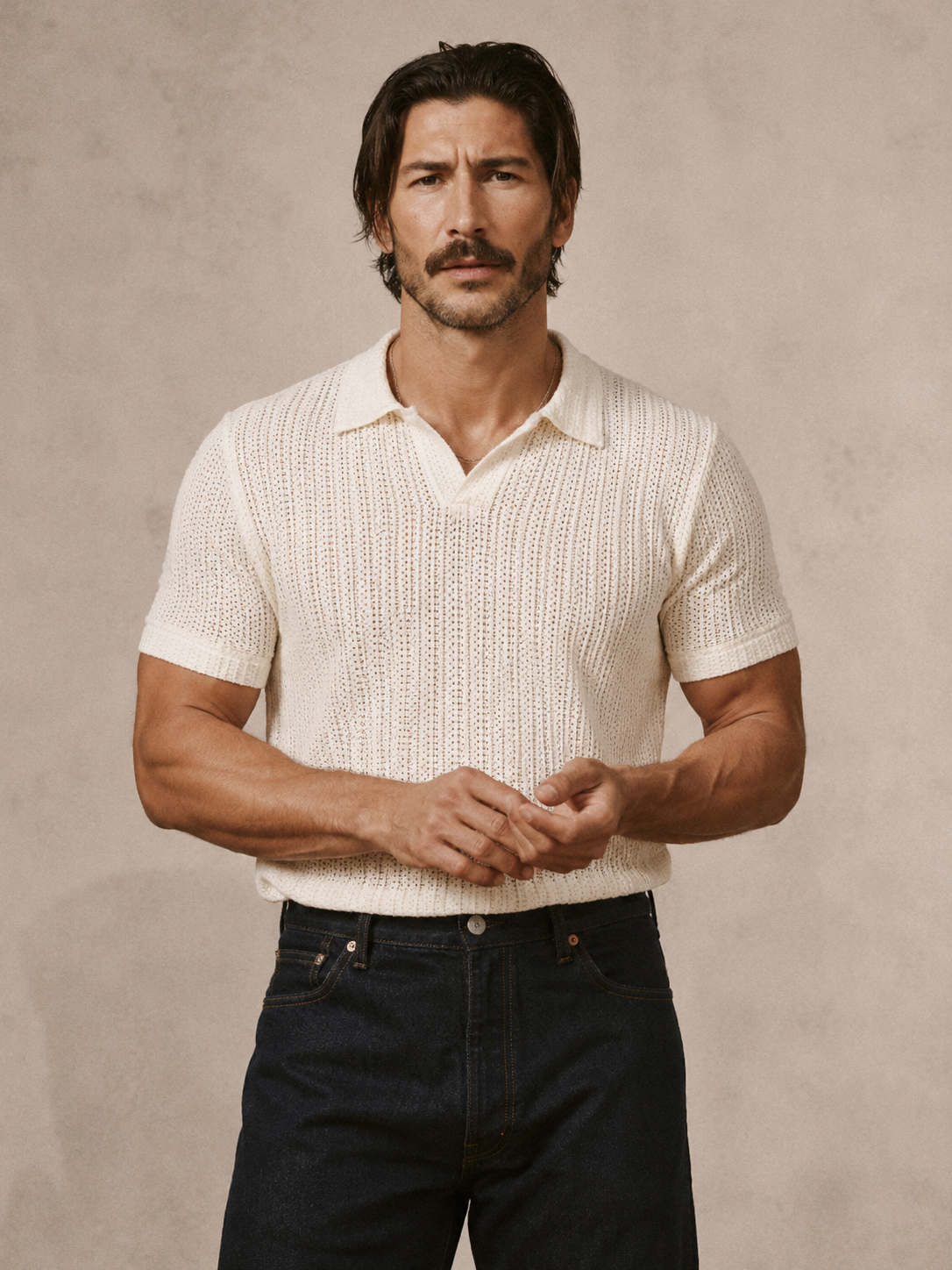 Ivory Knit Polo