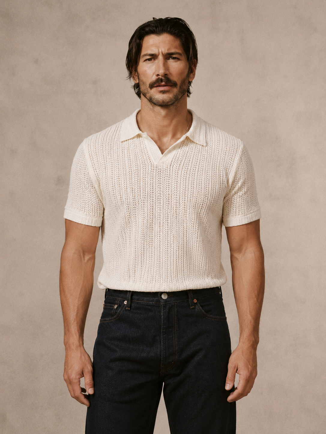 Ivory Knit Polo