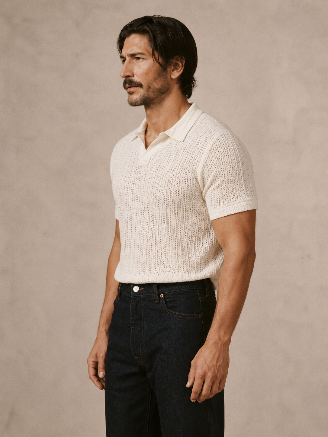 Ivory Knit Polo