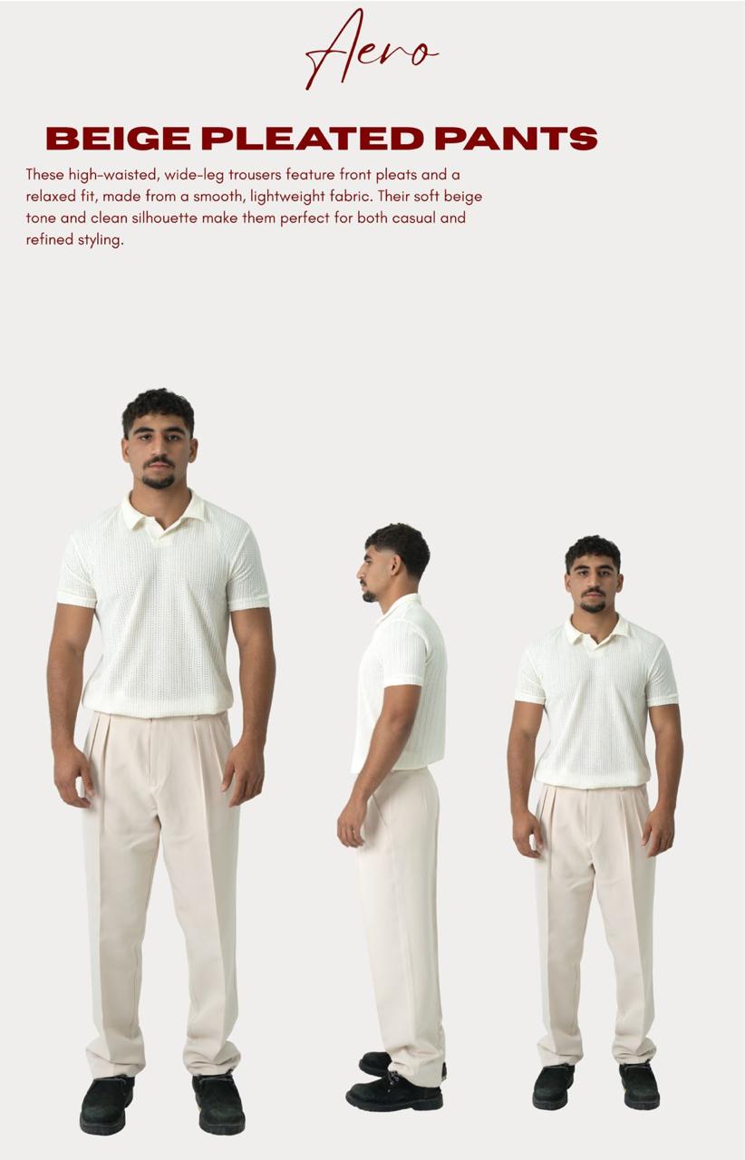 Beige pleated pants