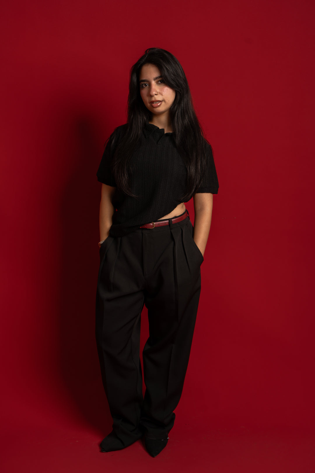 Black pleated pants